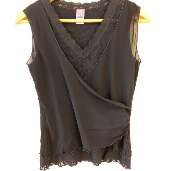 Hanky Panky Tops - Hanky Panky Lace Wrap Tank Top, VTG Black, Size M